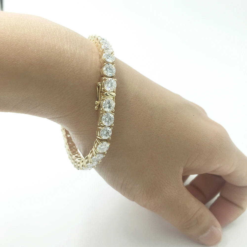 Женский однотонный браслет из желтого золота с муассанитом 14 к 585 карат цвет