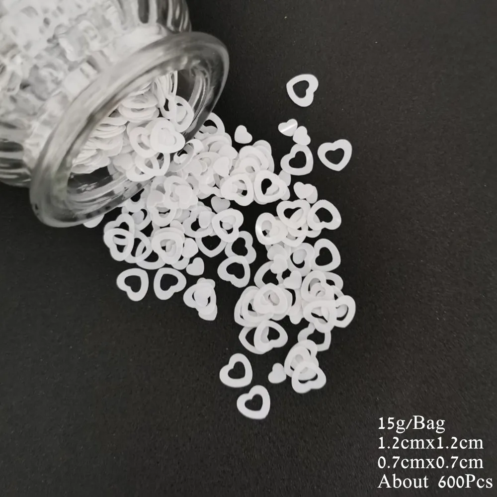12mm Heart White 15 г Свадебное Сердце Конфетти бархатное сердце с любовью красное Золотое Серебряное сердце конфетти с блестками сделай сам для свадьбы, дня рождения, вечеринки - Цвет: 12mm Heart White