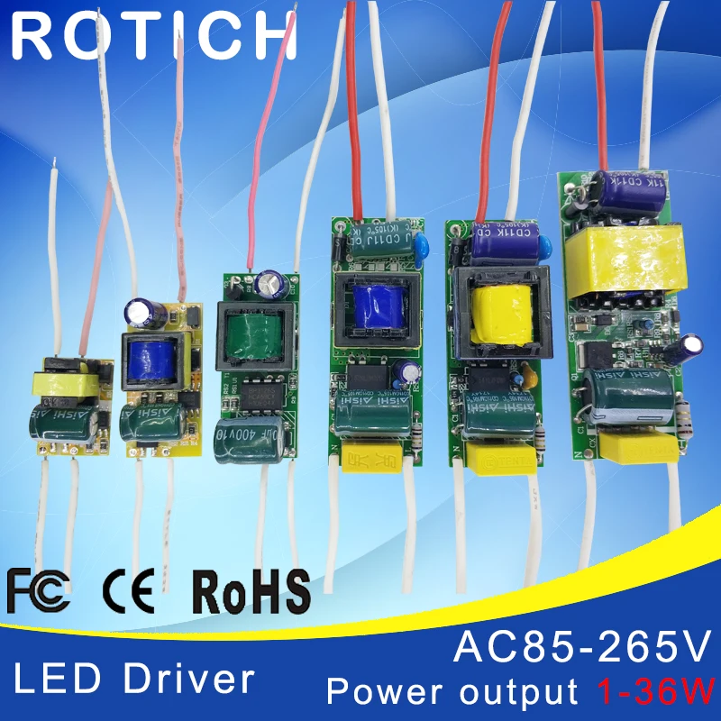 

1-3W,4-7W,8-12W,15-18W,20-24W,25-36W LED driver power supply built-in constant current Lighting 85-265V Output 300mA Transformer