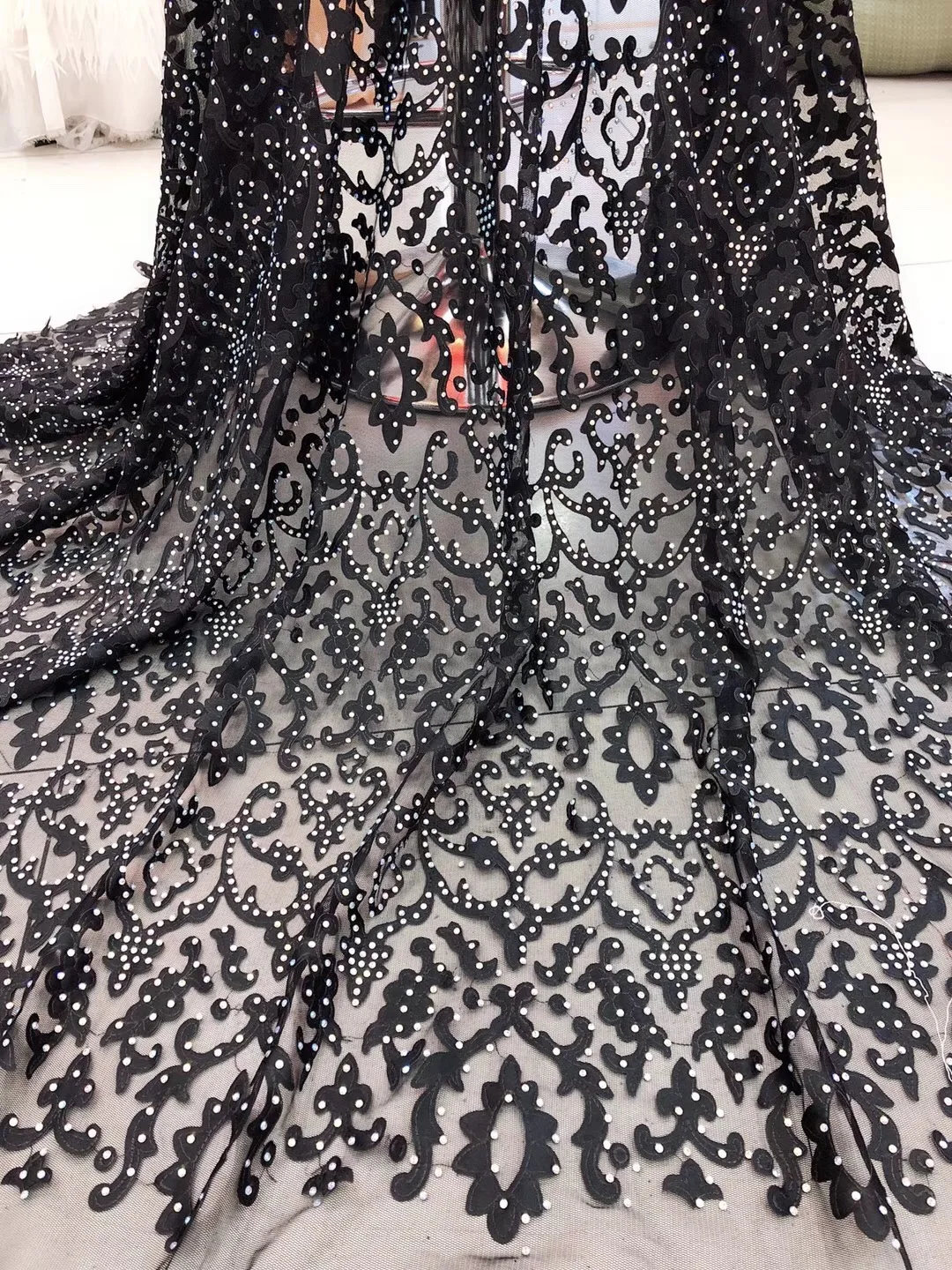 2018 Горячие Африки Нигерии гипюр швейцарская вуаль кружева цвет небесно синий