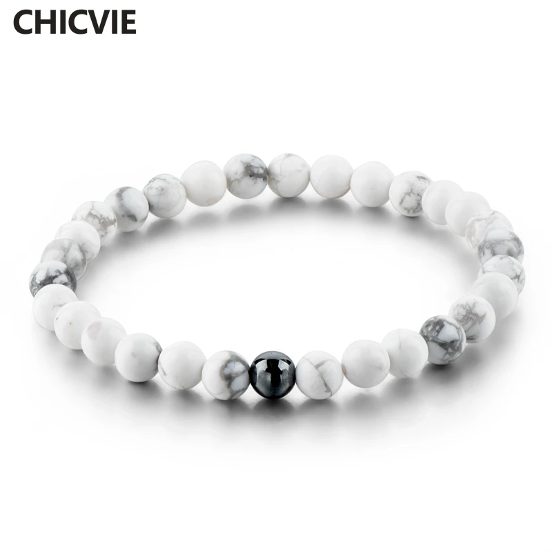 

CHICVIE Boho Black & White Natural Stone Beads Bracelets & Bangles Handmade Women Strand Femme men Jewelry Bracelet Sbr160117