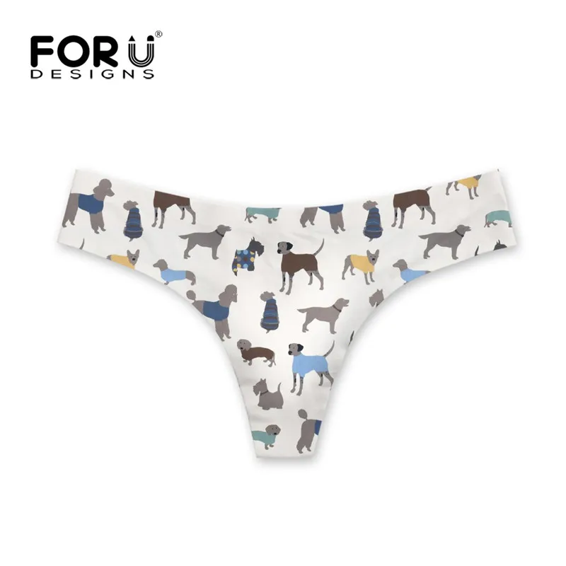 Женские трусы танга forujeans бесшовные боксеры с принтом в виде собак и низкой
