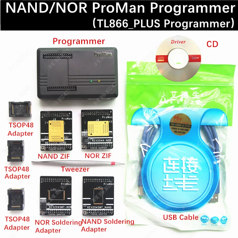 XGecu ProMan Профессиональный флеш-программист nand/NAND NOR TSOP48 флэш-программист TL866 плюс программист/высокая скорость программирования