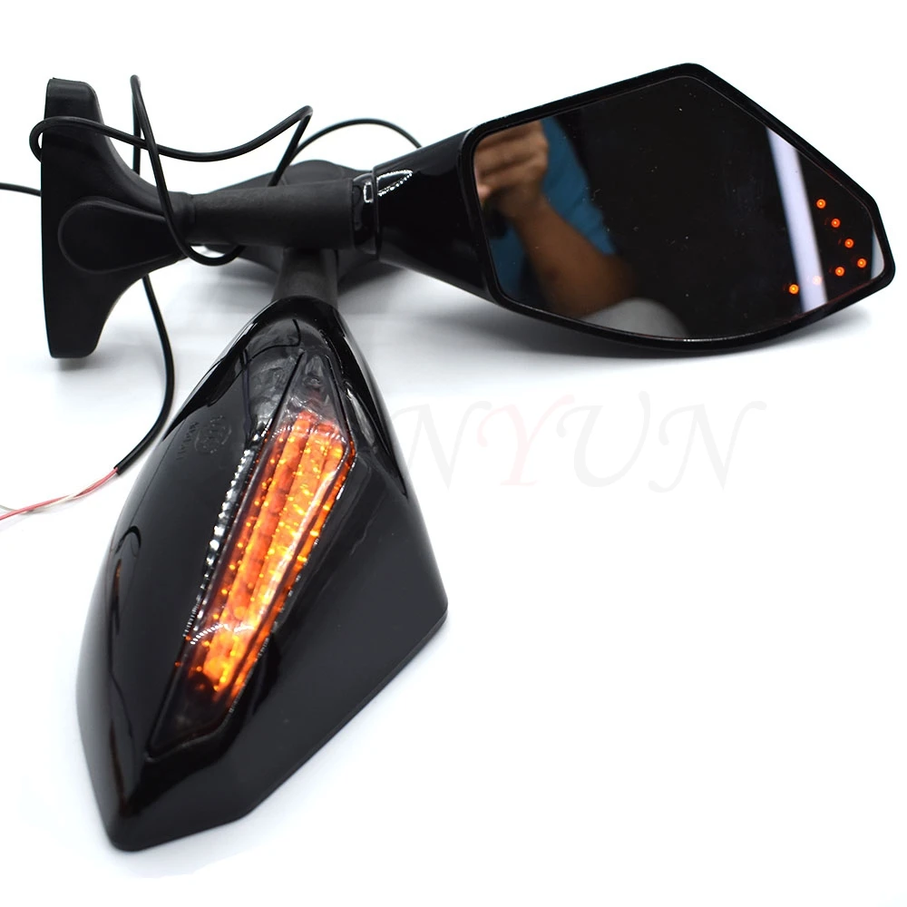 

Universal Motorcycle Rear View Side Wing Mirrors w/ LED Turn Signal Light For Kawasaki ZX-6 W800 SE NINJA 650R VERSYS ZX9R ER-5
