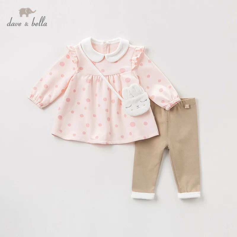 Dave bella/DBM10841 комплект осенней одежды в горошек для маленьких девочек милый детский