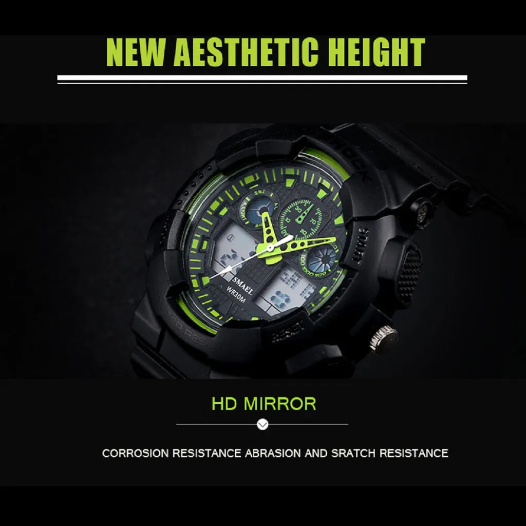 Relogio masculino Модные Повседневные Мужские Аналоговые цифровой указатель Циферблат Водонепроницаемые спортивные часы erkek kol saati montre homme#10