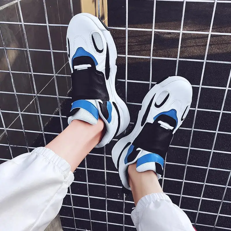 INS fashion Casual dad sneakers men autumn light Breathable Mesh+ leather Shoes hip hop Platform Sneakers Chaussure Femme | Обувь