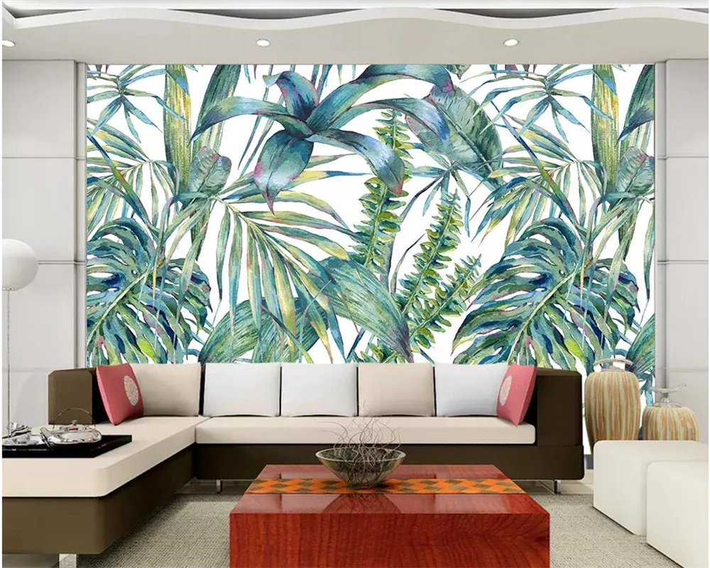 

beibehang Custom wallpaper 3d photo mural living room bedroom wallpaper Nordic hand drawn tropical leaves TV backdrop wall paper
