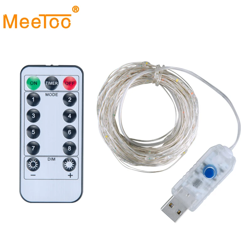 100 светодиодов с USB питанием серебряная проволочная цепочка уличные