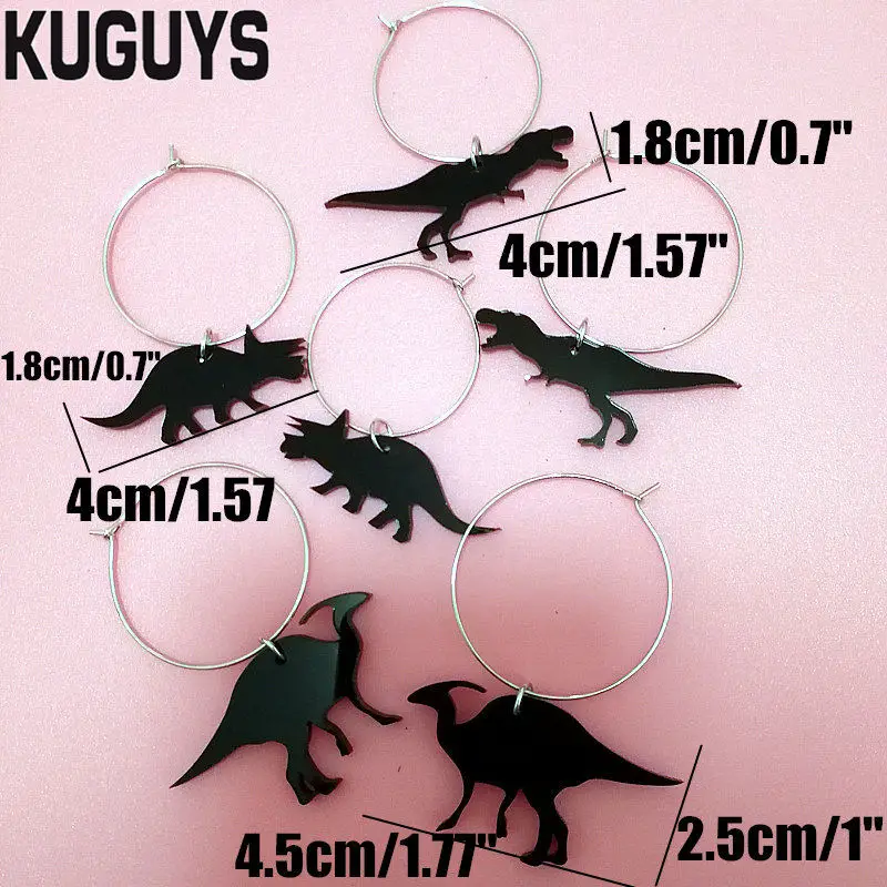 Женские маленькие серьги кольца с динозавром KUGUYS акриловые ювелирные украшения