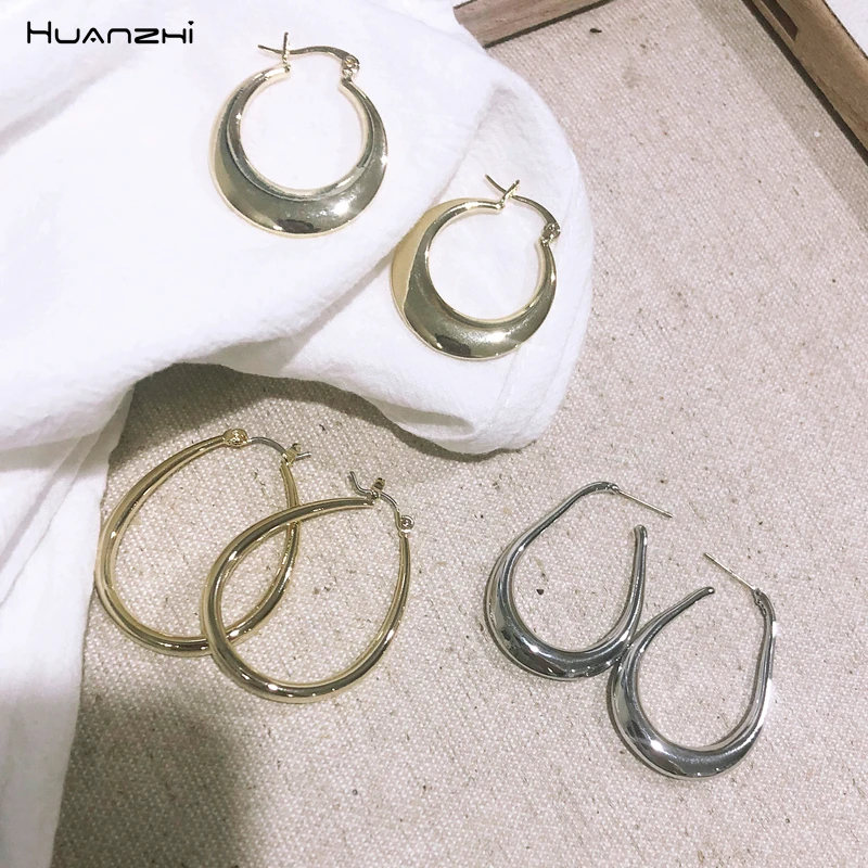 HUANZHI 2019 новый дизайн серебро металл золото геометрический большой круг