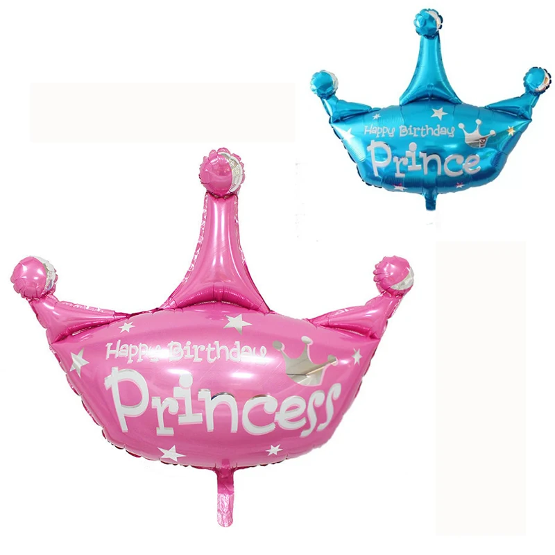 1 шт воздушные шары из фольги для принцессы в виде короны розовый синий шарики