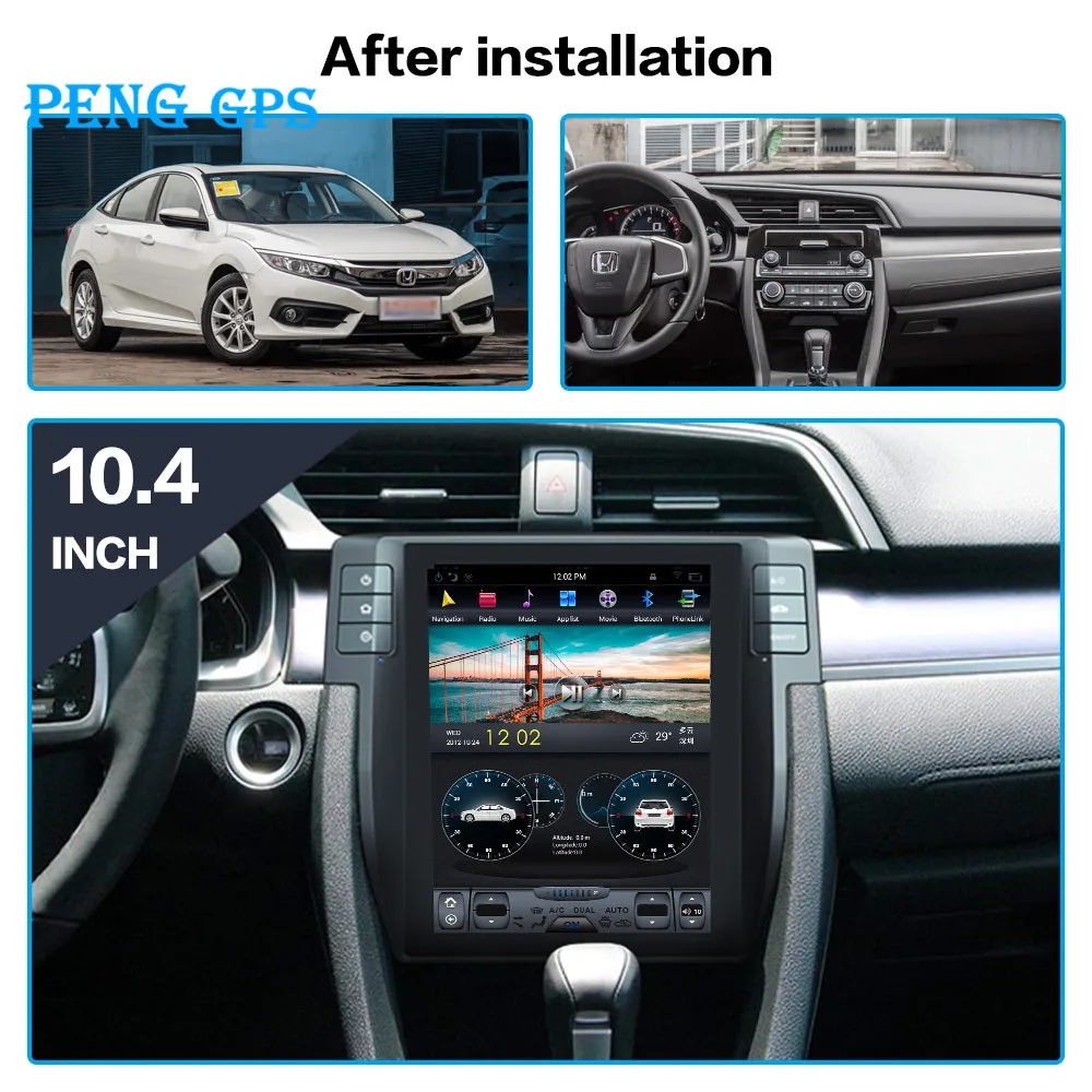 

Car Radio Player Tesla Screen For Honda Civic 2016 2017 2018 GPS Navigation Tape Recorder Headunit Multimedia Player Android 9.0