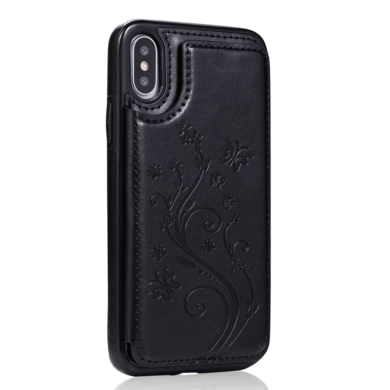 Чехол с тиснением в стиле ретро для iPhone 7, 8, 6, 6S Plus, X, XR, XS Max, кожаный флип-чехол с подставкой для iPhone X, XR, XS Max, сумки для слотов