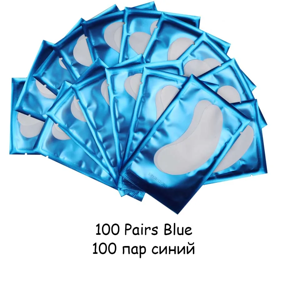 100pairs Blue Накладки на глаза для наращивания ресниц, 50/100 пар, наклейки для ресниц под накладками, нетканые накладки для макияжа, строительные ресницы - Цвет: 100pairs Blue