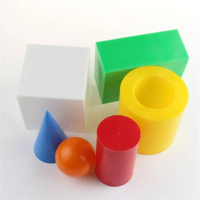 6pcs/set Colored Large Geometric Shape Model Kits Cuboid Cube Cylinder Sphere Primary Math Geometry Teaching Aids Kids Toys | Канцтовары
