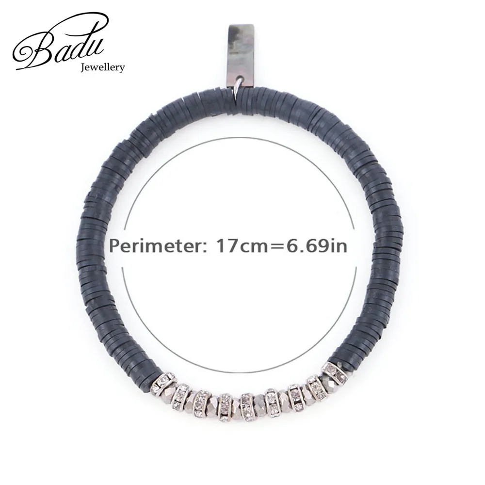 

Badu Gray Polymer Clay Beaded Bracelet Women Vintage Style Rhinestone Beads Bracelets for Girls Wholesale Dropshipping
