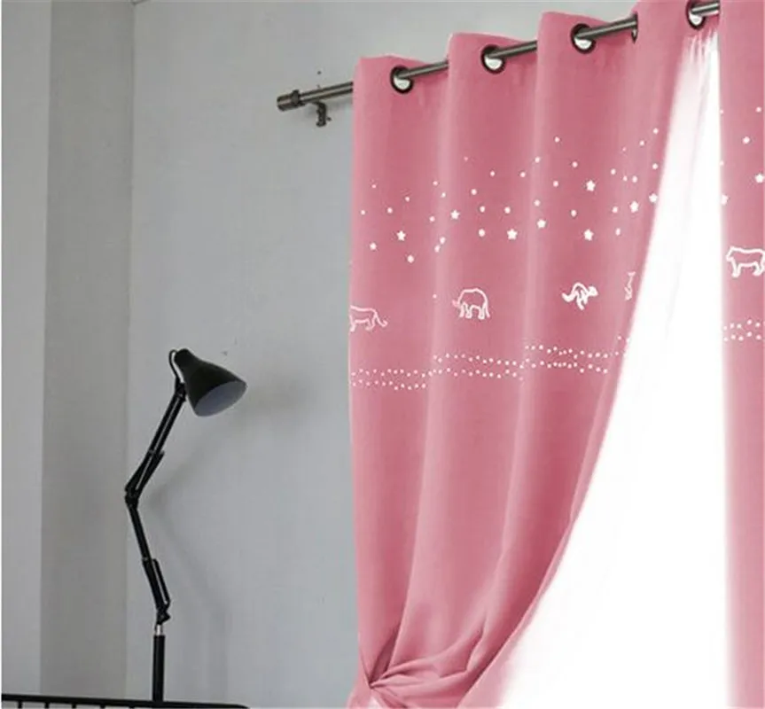 

2018 New 3D Creative Hollow Animal Curtains Shade Thermal Insulated Lovely Living Room Child Bedroom Blackout