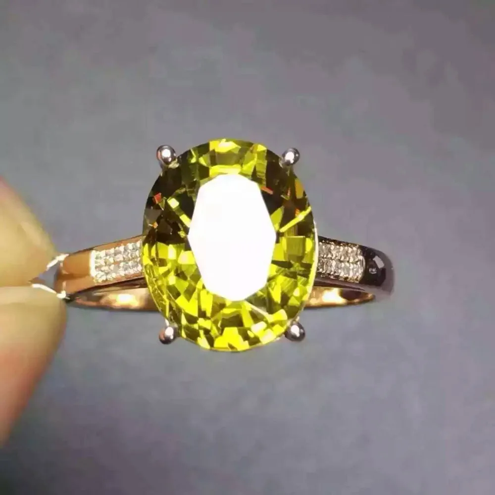 

Natural 5.3ct yellow tourmaline Ring Natural gemstone Ring 18k white gold trendy diamond Elegant big round women's party Jewelry