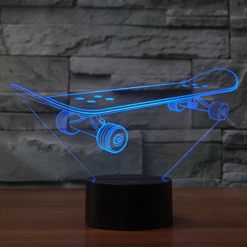 Скейтборд 3D сенсорный светодиодный Иллюзия ночной Светильник вспышки Цвет