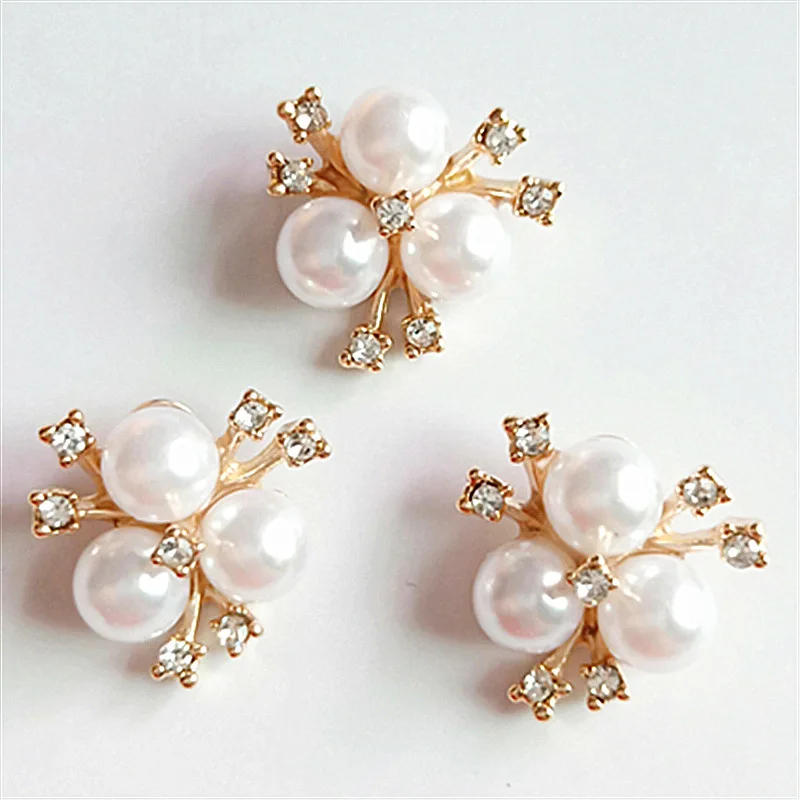 gold white pearl 50 шт./партия 20 мм страз плоская кнопка для волос цветок свадебные приглашения DIY аксессуары LSRB12202 - Цвет: gold white pearl