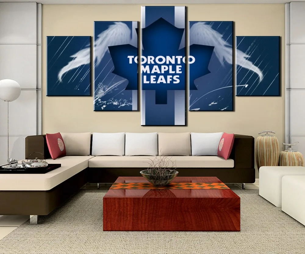 5 Panel Canvas Art Ice Hockey Leaves Sport Logo Cuadros Decoracion Paintings on Wall for Home Decorations Decor | Дом и сад
