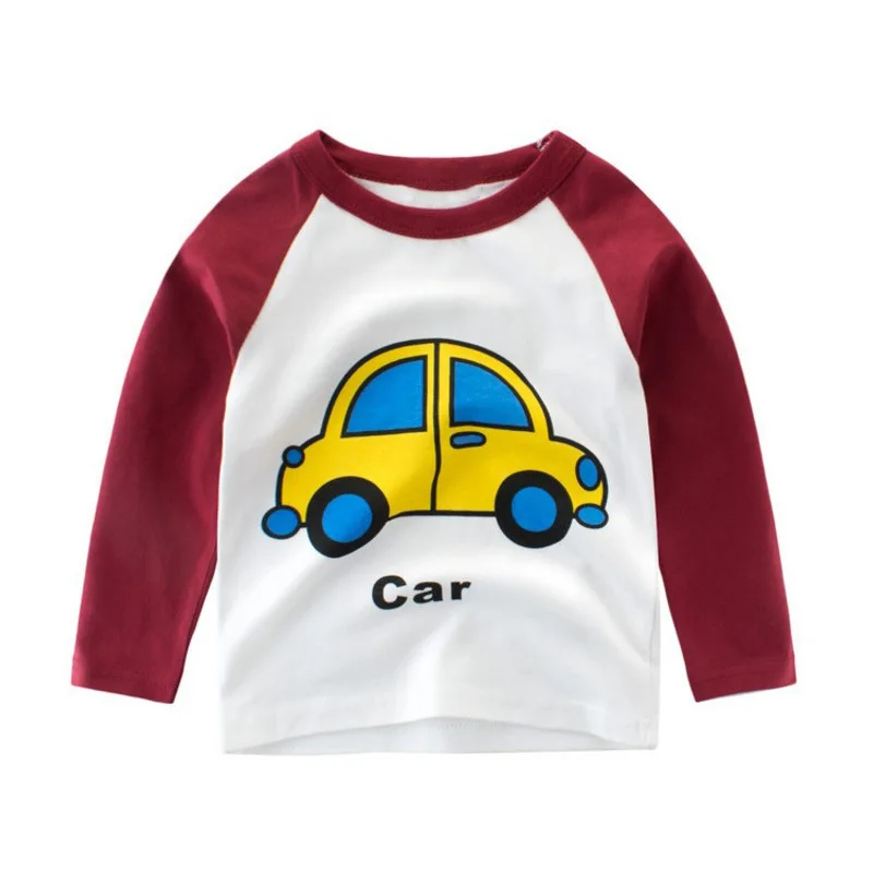 Футболка с принтом мультяшным автомобилем одежда длинными рукавами Fille для