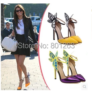 free shipping new 2015 Occident style women butterfly wings pumps sandals ladies fashion pointed toe summer shoes high heels | Обувь
