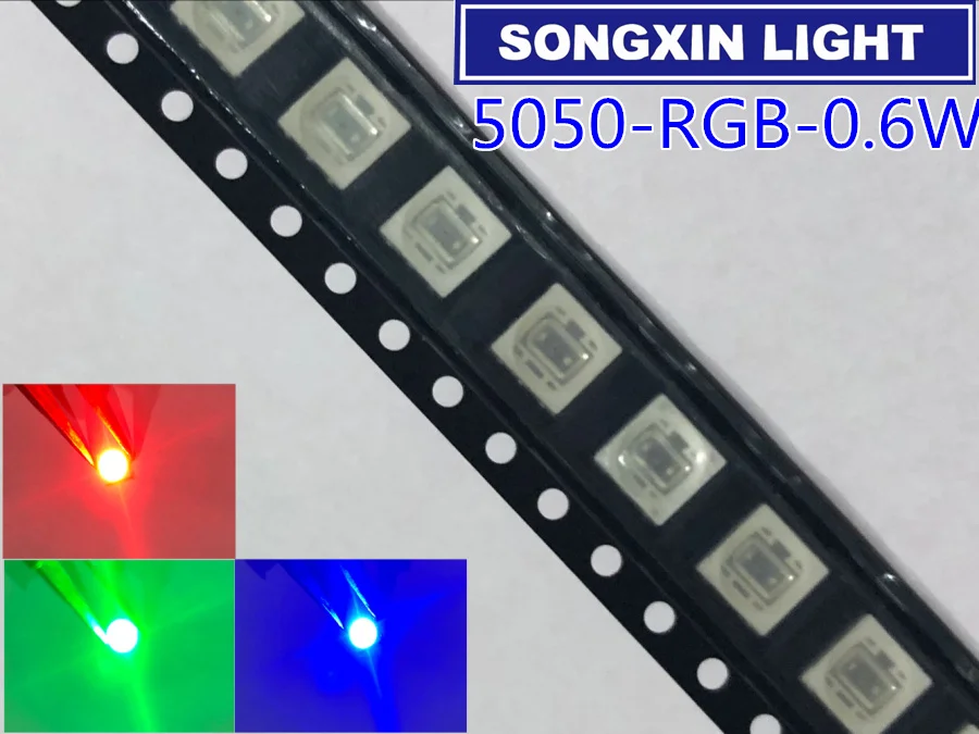 100 шт. SMD 5050 RGB-чип светодиодная лампа smd5050 трехцветсветодиодный 0 6 мА светодиодный
