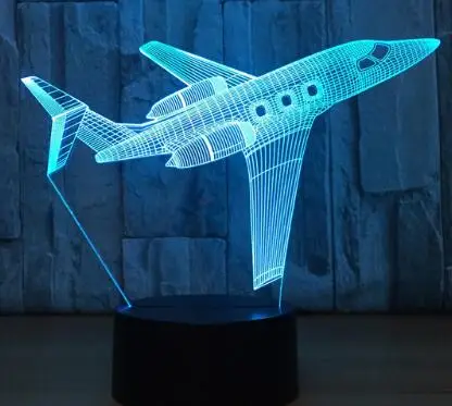 Истребитель 3D Ночник Новинка светодиодный самолет настольная лампа 7 цветов изменить дистанционный сенсорный выключатель управление струйный ночник детский подарок Прямая поставка - Испускаемый цвет: Plane  3