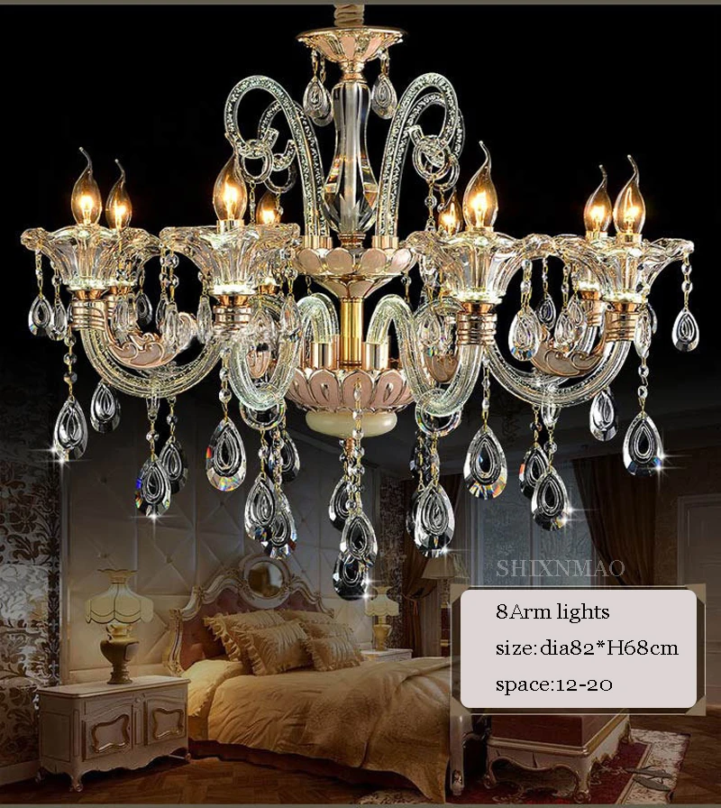 

SHIXNIMAO Luxury Luminous lamp arm European candle crystal lamp Crystal Chandelier 6Arm/8Arm/12Arm/15Arm Crystal lamp freeship