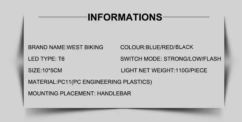 WEST BIKING велосипедный Звонок светильник 3 режима головной гудок Водонепроницаемый