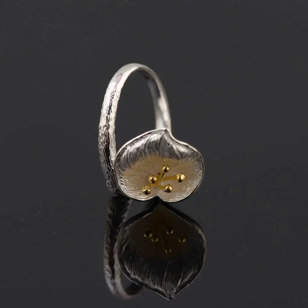 FNJ 925 Серебряное кольцо в форме цветка, новая мода, настоящее Серебро S925 пробы, тайское серебро, кольца для женщин, ювелирное изделие, регулируемый размер