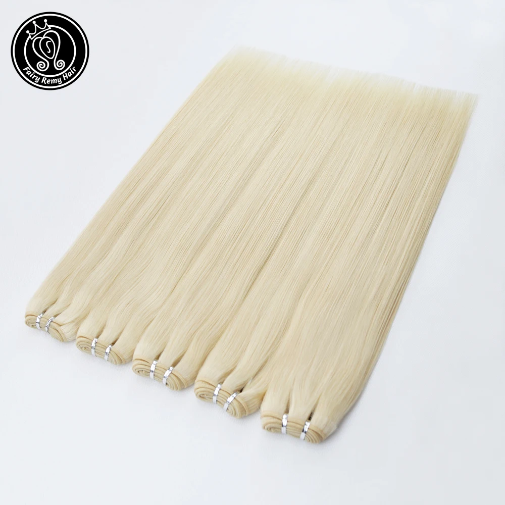 Сказочные волосы remy, 100 г/шт., настоящие европейские Прямые Натуральные кудрявые пучки волос, 16 дюймов, платиновый блонд, волосы Remy для наращивания