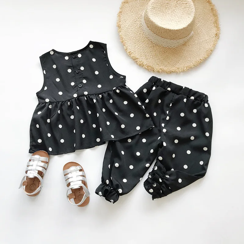 

Baby Clothes Children's Clothing Sets Kids Girls Polka Dot Top Shirt+casual Pants 2pcs Suit Toddler Summer Outwear Girl Cute Set