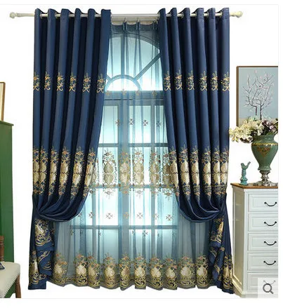 Высококачественные бархатные льняные занавески в европейском стиле с вышивкой