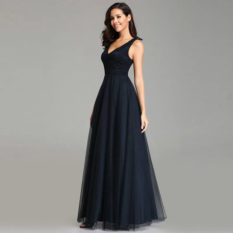 Изящный темно синий Вечерние платья Длинные Ever Pretty привлекательное Дешевое