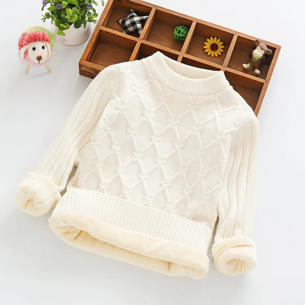 Детский свитер сезон осень зима хлопковый однотонный бархатный пуловер для