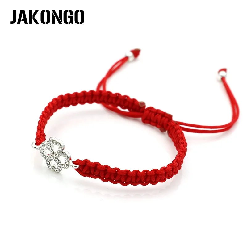 

JAKONGO Love Clover Charm Bracelet Braided Red Rope Bracelet for Women Men Adjustable Handmade Bracelet