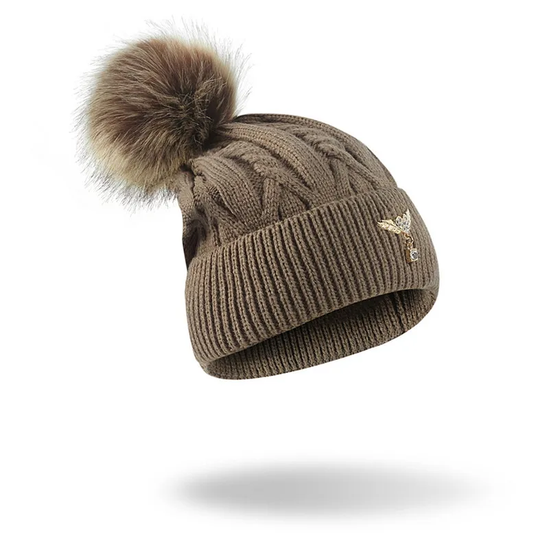 2018 зимние женские теплые помпоном из искусственного меха шапки хлопок