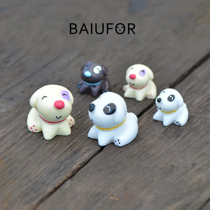 3 шт. BAIUFOR Miniatures сидящий щенок милая собака брелок материал Террариум фигурки DIY