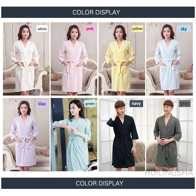 Халат вафельный женский для влюбленных пикантный банный халат-кимоно с