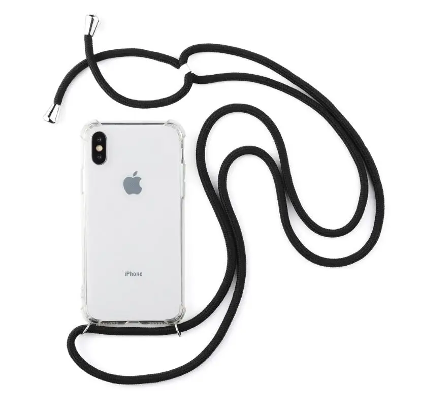 Чехол для iPhone 7 Цвет веревка через шнур Регулируемый мягкий чехол для iPhone X XS 7 PLUS, 8, 8 PLUS, 6, 6 S, 6 PLUS, 5, 5S SE Чехлы для телефона