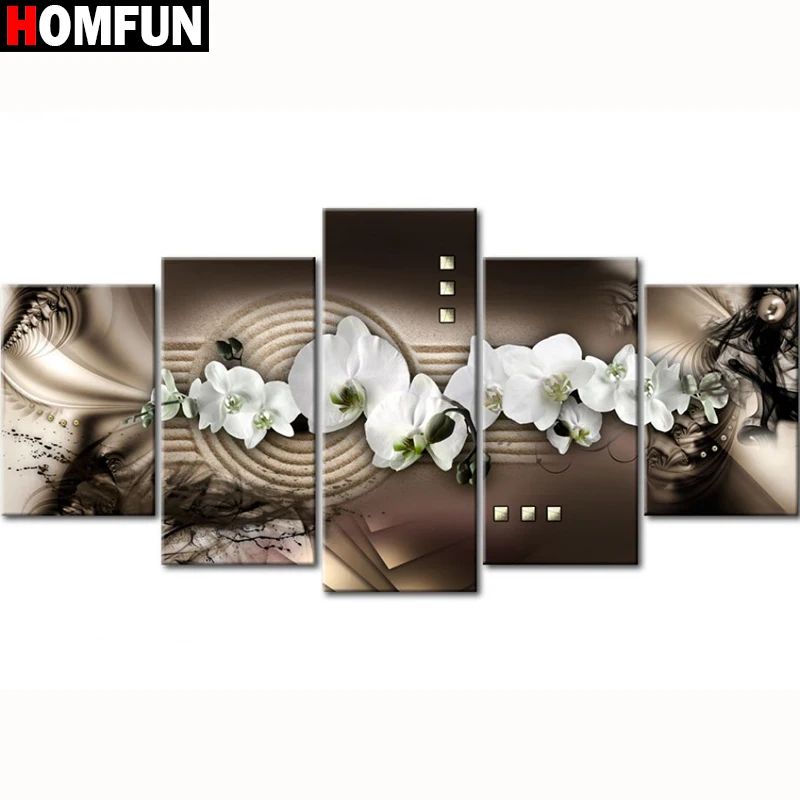 Набор для алмазной вышивки HOMFUN картина цветок орхидея набор из 5