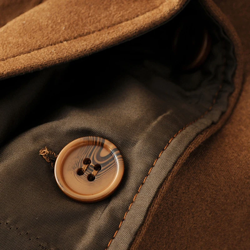 Для женщин Винтаж Осень Chic Твердый коричневый замши Искусственная кожа куртка