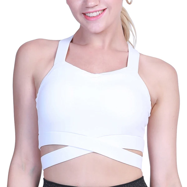 Haut de sport femme спортивный бюстгалтер-борцовка крест-накрест Высокая ударная Поддержка беспроводной Топ для занятий спортом Йога Тренировка в тренажерном зале - Цвет: Белый