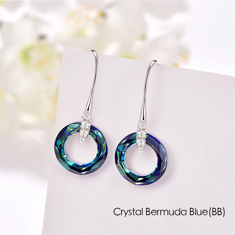 Новые необычные круглые серьги-капли из камня с кристаллами Swarovski, висячие серьги для женщин, Стерлинговое Серебро, богемное ювелирное изделие ручной работы