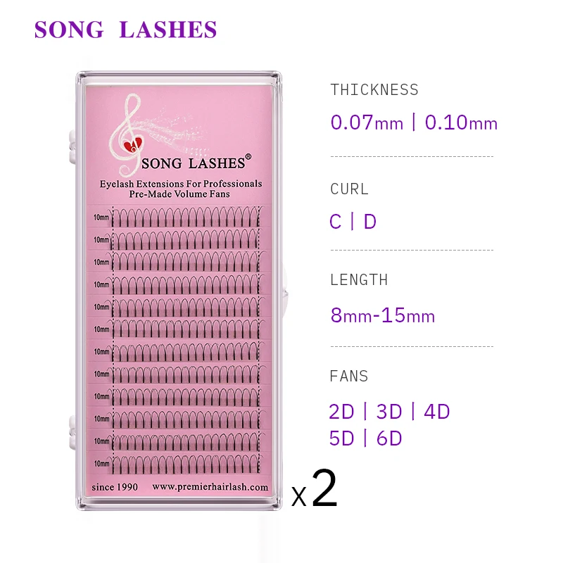 SONG LASHES 0.07 0.10mm thickness premade volume fan Prefanned 2D 3D 4D 5D 6D Volume Lashes Eyelash Extension premade volume fan