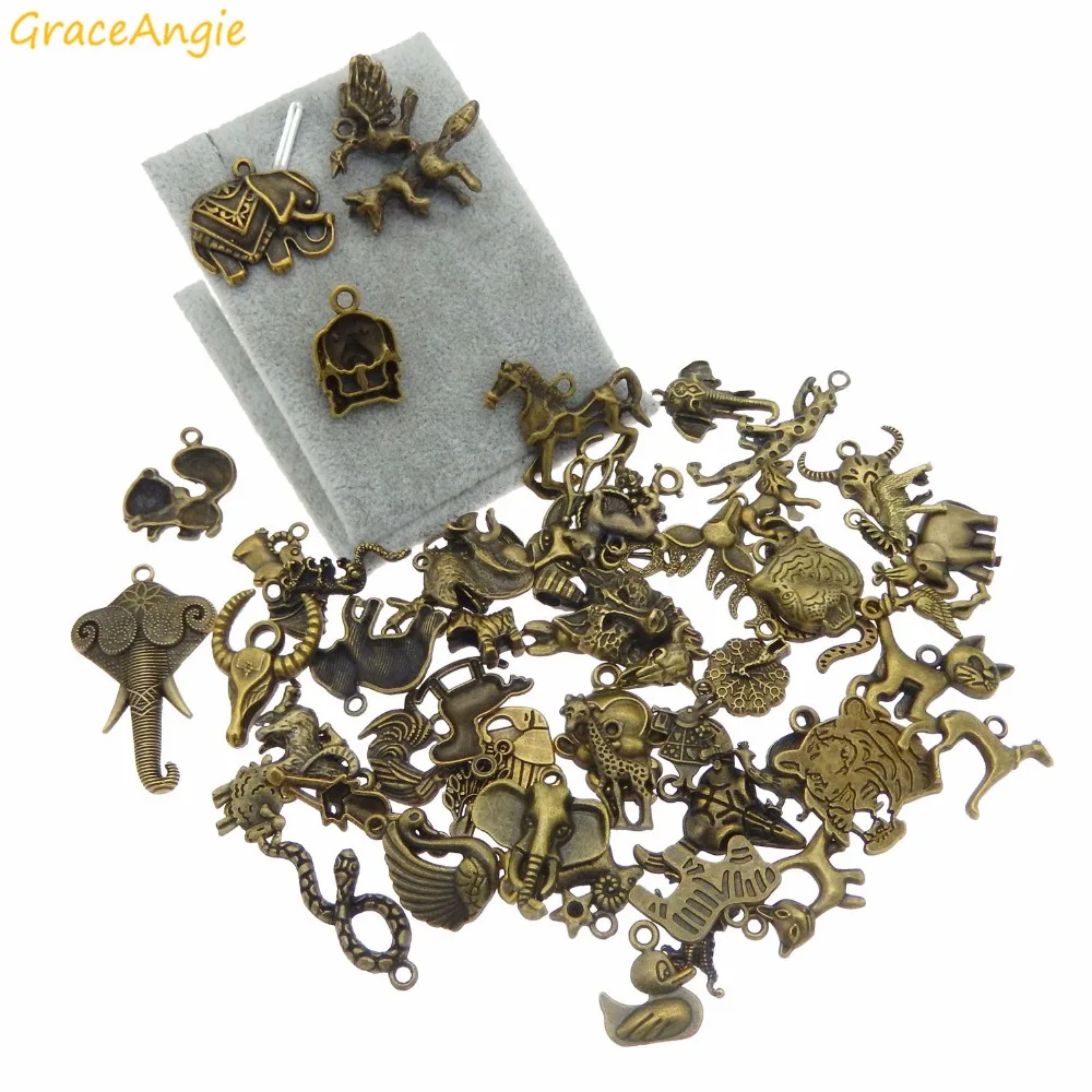 GraceAngie 20 шт. 10-50 мм Оптовая продажа Смешанные случайные подвески в виде животных