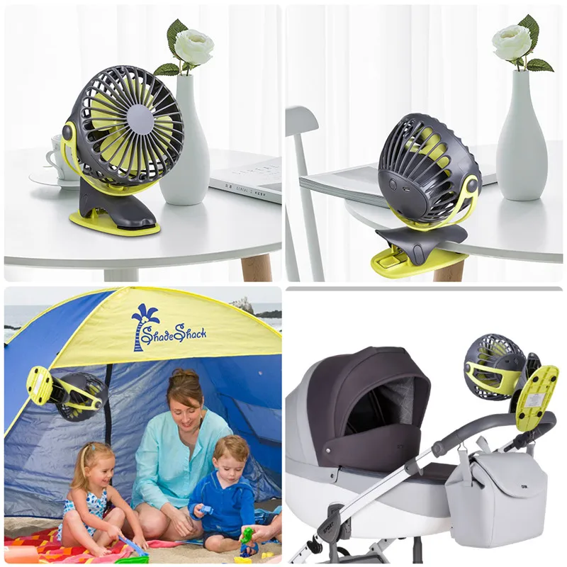 

4 Speeds 360 Degree 4000mAh Portable Cooling Mini USB Fan All-round Rotation Rechargeable Air Fan USB Charging Desktop Clip Fan